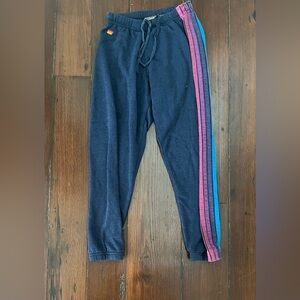 Aviator Nation Navy Joggers with Pink and Blue Stripes